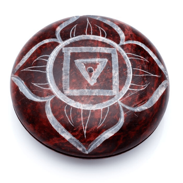 Porte-encens Attrape-cendre Chakra - Galet Pierre Stéalite Sculptée