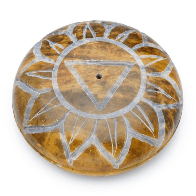 Porte-encens Attrape-cendre Chakra - Galet Pierre Stéalite Sculptée