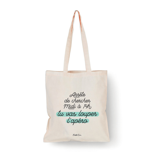 Tote bag Naturel Arrête de chercher midi à 14h