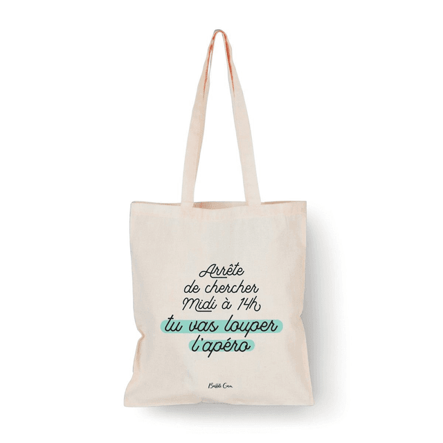 Tote bag Naturel Arrête de chercher midi à 14h